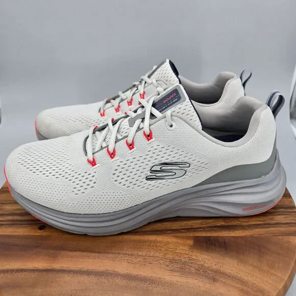 Skechers Shoes Men's 14 Gray Orange Mesh Lace Up Athletic Running Sneakers - Picture 3 of 9